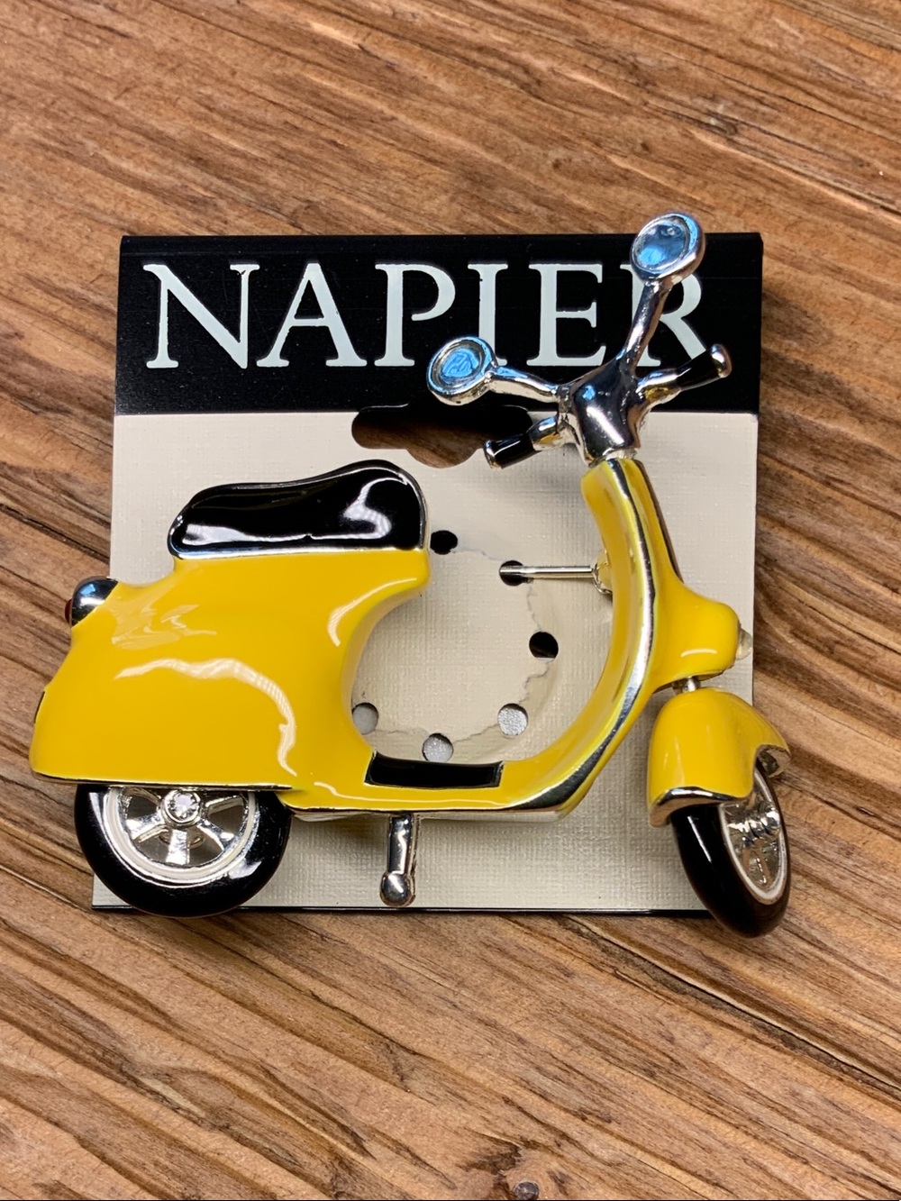 Napier Yellow and Black Enamel Scooter Brooch